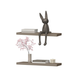 English Elm Iva Recessed Floating Shelf Set of 2 in Taupe Melamine – 31.5" Wide, Sleek Wall Storage & Display Solution B128P237164