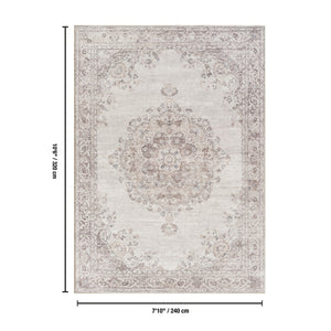 English Elm Oxford Medallion Area Rug Ivory Polyester Pile Low Profile for Living Room Entryway B186P428898
