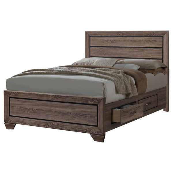 English Elm Carina Queen Bedroom Set Grey Oak Paneled Headboard Nickel Hardware Five Piece Taupe B062S00763