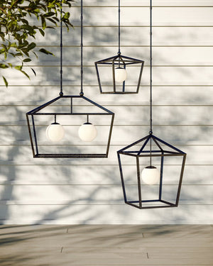 Currey & Company Denison Black Outdoor Lantern - Elegant Wrought Iron Design With Soft Glow For Patios & Porches Black Wrought Iron ,Glass 9500-0025-currey-company