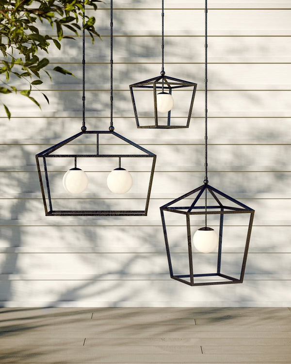 Currey & Company Denison Black Outdoor Lantern - Elegant Wrought Iron Design With Soft Glow For Patios & Porches Black Wrought Iron ,Glass 9500-0025-currey-company