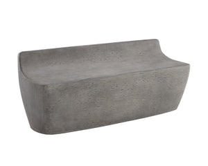 Sunpan Ledger Bench - Contemporary Sculpted Design in Sealed Concrete, Perfect for Indoor & Covered Outdoor Spaces Ash Grey Wood Look