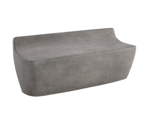 Sunpan Ledger Bench - Contemporary Sculpted Design in Sealed Concrete, Perfect for Indoor & Covered Outdoor Spaces Ash Grey Wood Look