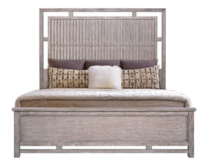 English Elm Fusion Oak Veneer King Panel Bed with Slat Headboard and Warm Dawn Wood Finish B108S00042