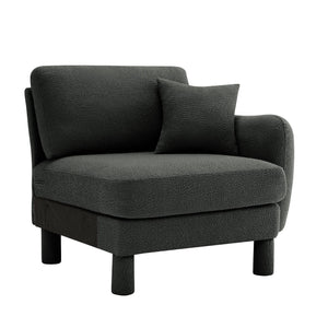 English Elm Lucas Boucle Upholstered Sofa Curved Arms Cylindrical Legs Modern Living Room Accent Dark Grey W3041P337446