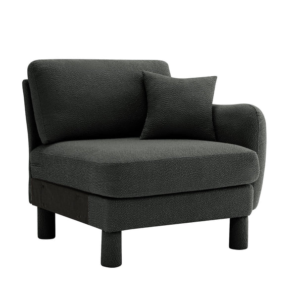 English Elm Lucas Boucle Upholstered Sofa Curved Arms Cylindrical Legs Modern Living Room Accent Dark Grey W3041P337446