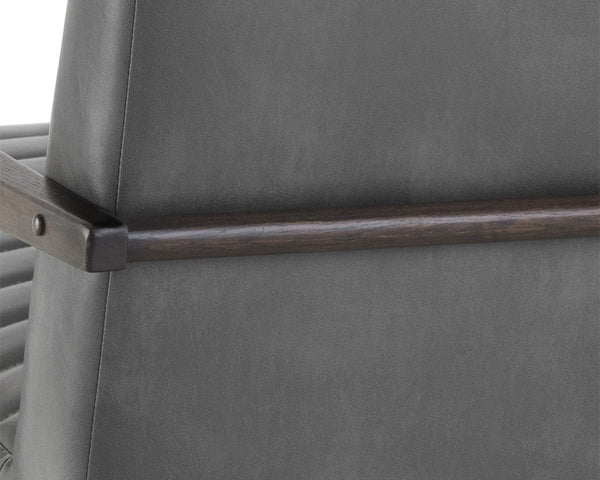 Sunpan Peyton Lounge Chair - Mid-Century Modern Design with Retro Flair and Distressed Brown Oak Frame Cantina Magnetite