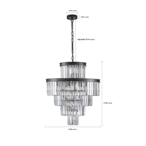 English Elm (Same As W1340P188535/L5002-600-B) 24" Luxurious 15-Light Crystal Chandelier In Black – Stunning 5-Tier Pendant For Any Space W1340P189339