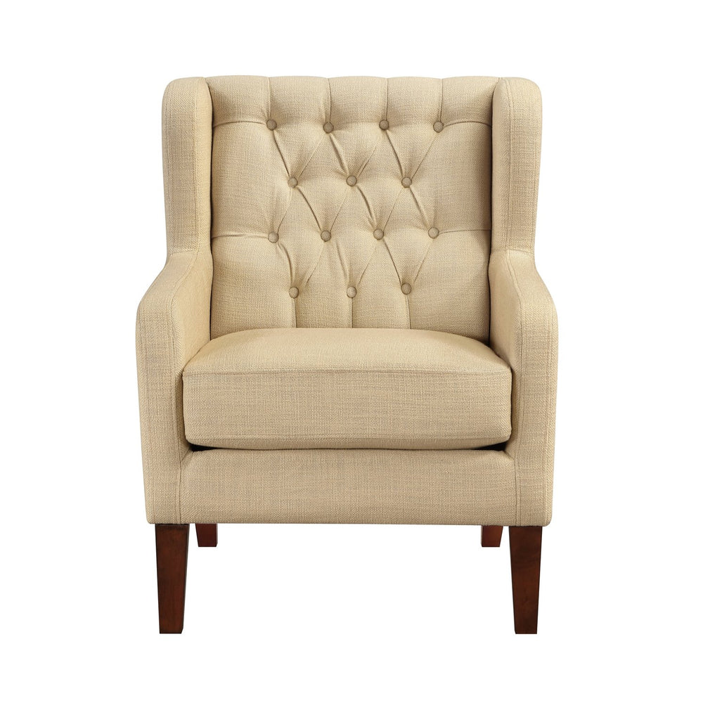 English Elm Classic Wingback Button-tufted Accent Chair Plush Foam Seat Solid Wood Legs Formal Style B011P419467