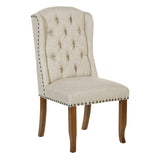 OSP Home Furnishings Jessica Tufted Wing Dining Chair Linen