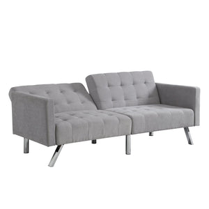 English Elm Sofa Convertible Linen Sofa Bed with Split-Back Recline, 3 Positions, Breathable Comfort for Small Spaces LIGHT GREY 41.3 L x 34.7 W x 8.2 H W2297S00006