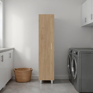 English Elm Vernon Narrow Freestanding Storage Cabinet with Interior Shelving and Broom Hooks Natural B097P474304