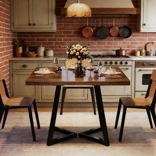 English Elm Compact Round Wood Dining Table Natural Grain Finish Seats Four Small Space Apartment T3971P449271