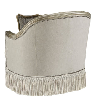 A.R.T. Furniture Giovanna Bezel Matching Chair - Luxurious European Design With Down-filled Cushions & Rich Glam Finish White, Silver  509503-5727ab