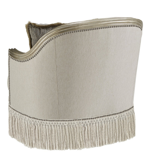 A.R.T. Furniture Giovanna Bezel Matching Chair - Luxurious European Design With Down-filled Cushions & Rich Glam Finish White, Silver  509503-5727ab