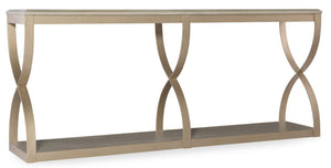 Hooker Furniture Elixir Serene Console Table With Champagne Silver X-Stretchers, Gray-Beige Walnut Veneer Top 5990-85001-LTWD