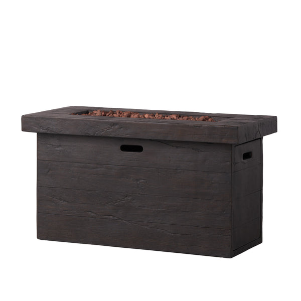English Elm Custer Outdoor Rectangular Mgo Fire Pit 50000 Btu Patio Entertaining Table 61102.00BRN-50K