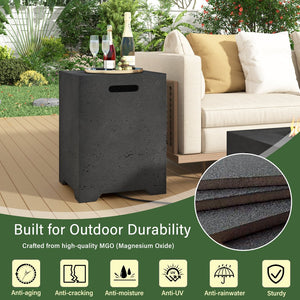 English Elm U_style Outdoor Mgo Propane Tank Cover Table Fluted Stone Finish Patio Side Accent Black N711P410561B