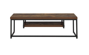 English Elm Bob Weathered Oak TV Stand with Black Metal Frame, Compact 50" TV Console, Cable Management, Rustic Modern Design, Durable MDF Construction B2726P271970