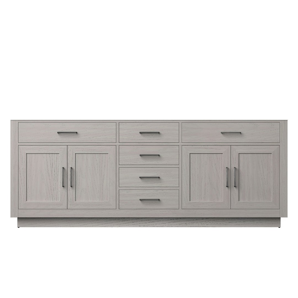 English Elm White Oak Double Bath Vanity - Elegant 84" Midcentury Design With Ample Storage & Soft-Close Features B2731P257872-GIGA