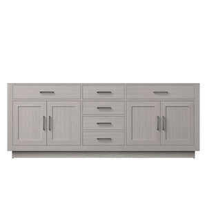 English Elm White Oak Double Bath Vanity - Elegant 84" Midcentury Design With Ample Storage & Soft-Close Features B2731P257872-GIGA