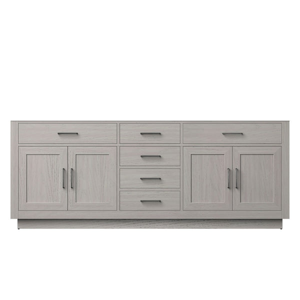English Elm White Oak Double Bath Vanity - Elegant 84" Midcentury Design With Ample Storage & Soft-Close Features B2731P257872-GIGA