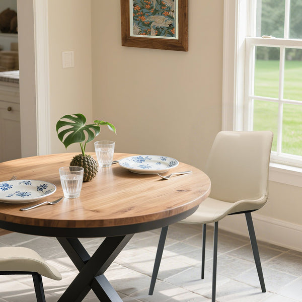 English Elm Beige Pu Leather Dining Chairs Set Of 2 - Modern, Durable, Ergonomic For Kitchen, Office & More! T3967P384117