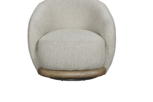 English Elm Swivel Accent Chair with Wood Base Dacron Cushion and Performance Fabric for Living Rooms B2699P481668