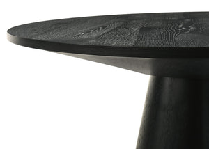 English Elm Jacopo Round Pedestal Counter Dining Set Ebony Frame Beige Cushioned Chairs B2749S00309