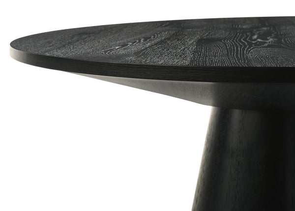 English Elm Jacopo Round Pedestal Counter Dining Set Ebony Frame Beige Cushioned Chairs B2749S00309