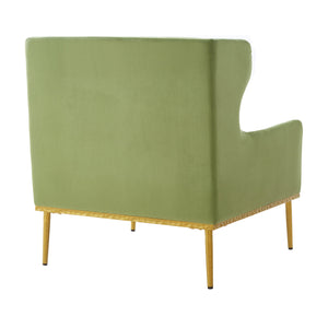 English Elm Modern Velvet Accent Chair Curved Arms Plush Cushion Upholstered Seat for Living Room Green N763P360686F