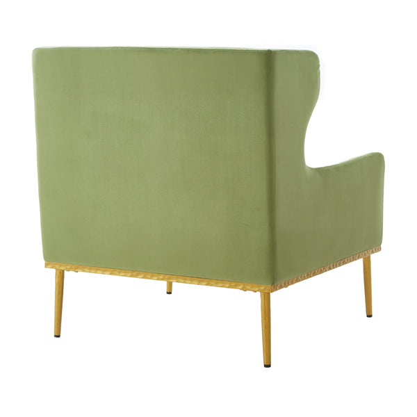 English Elm Modern Velvet Accent Chair Curved Arms Plush Cushion Upholstered Seat for Living Room Green N763P360686F