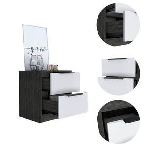 English Elm Washington Two Drawer Nightstand with Open Shelf Modern Two Tone Bedroom Storage B128P148988