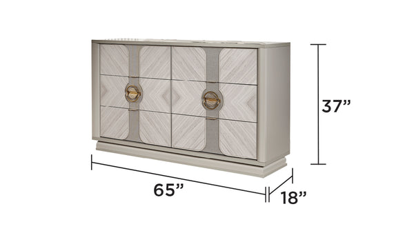 English Elm Eternity Traditional 6-Drawer Dresser In Beige With Gold Accents - Elegant Storage & Style Boost B009P291905