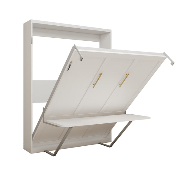 English Elm Multifunctional Queen Murphy Wall Bed with Hydraulic Soft Close and Solid Wood Slat Support W5290S00004