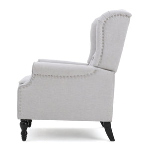 English Elm Christopher Knight Home® - Light Grey Tufted Fabric Arm Chair Recliner with Wingback Design, Button-Tufted Diamond Stitch Comfort and Pushback Recline, 28.5"W x 62"D Fully Reclined — Stylish Living Room Accent 56992.00LGY