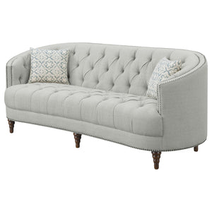 English Elm Veronica Elegant Grey Tufted Sofa with Curved U-Back, Nailhead Trim, Romantic Sloped Arms (85") B062P357813