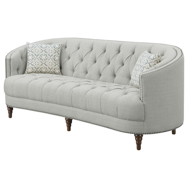 English Elm Veronica Elegant Grey Tufted Sofa with Curved U-Back, Nailhead Trim, Romantic Sloped Arms (85") B062P357813