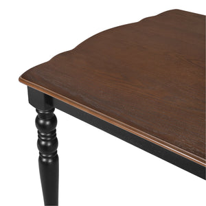 English Elm 7-Piece Extendable Dining Set with Removable Leaf and 6 Upholstered Chairs, Solid Rubberwood Legs, Seats 6 Black+Brown N752S000030B