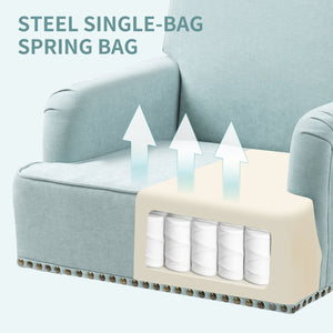 English Elm Modern Accent Chair Retro Wooden Legs Nailhead Trim Upholstered Club Chair 300lb Capacity Cozy Lounge Sage W3042P262915