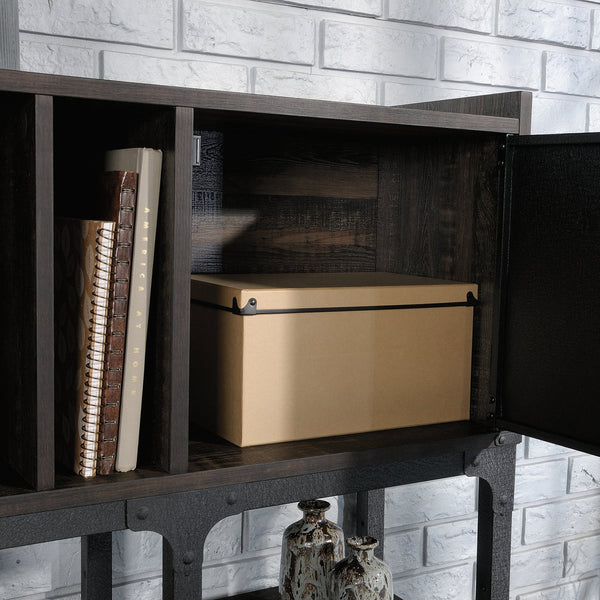 English Elm Hutch, Modern Rustic Brown Finish With Adjustable Shelves For Stylish Home Office Organization B356P367853