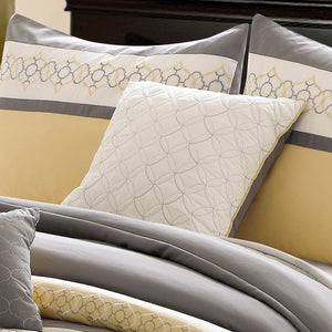 English Elm Riverbrook Verdugo 7-Pc King Comforter Set in Yellow & Gray — Embroidered Geometric Polyester Luxury feelRiverbrook Verdugo 7-Pc King Comforter Set in Yellow & Gray — Embroidered Geometric Polyester Luxury feel B340P342016