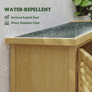 English Elm Outsunny Wooden Outdoor Storage Cabinet 5'x3' with Asphalt Roof, Lockable Double Doors, Yellow W2225P229109