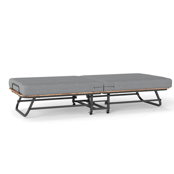 English Elm Portable Folding Guest Bed with Memory Foam and Reinforced Steel Frame on Locking Wheels T3963P447221
