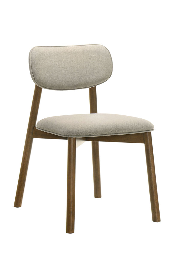 English Elm Mid-Century Upholstered Side Chair Pair with Rubberwood Frame, Curved Backrest and Cozy Seat Cushioning Beige,Walnut 33 L x 30 W x 8 H B2741P406142