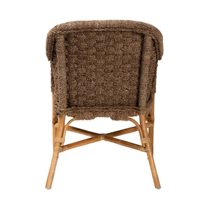 English Elm Bohemian Rattan Seagrass Accent Chair with Curved Back for Coastal Living Rooms B2750P467779
