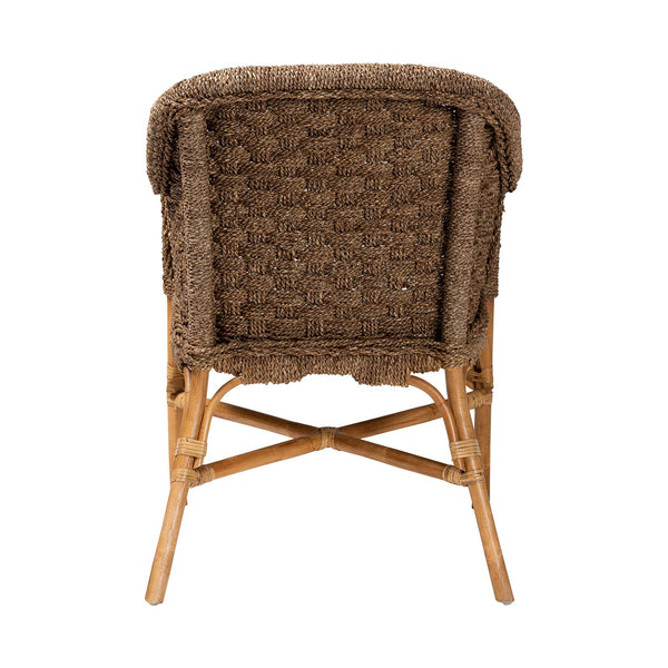 English Elm Bohemian Rattan Seagrass Accent Chair with Curved Back for Coastal Living Rooms B2750P467779