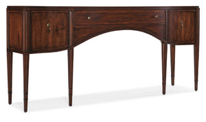Hooker Furniture Charleston Maraschino Cherry Console Table With Walnut Inlay, Soft-Close Doors, Antique Bronze Pulls 6750-80161-85