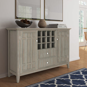 English Elm Bedford Sideboard Buffet & Wine Rack - Rustic Distressed Grey, Solid Wood, Multi-Functional Storage B136P158485