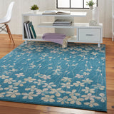 Nourison Tranquil TRA04 Machine Made Power-loomed No Border Indoor Only Contemporary  Rug Turquoise, Turquoise Blue 100% Polypropylene 99446484918